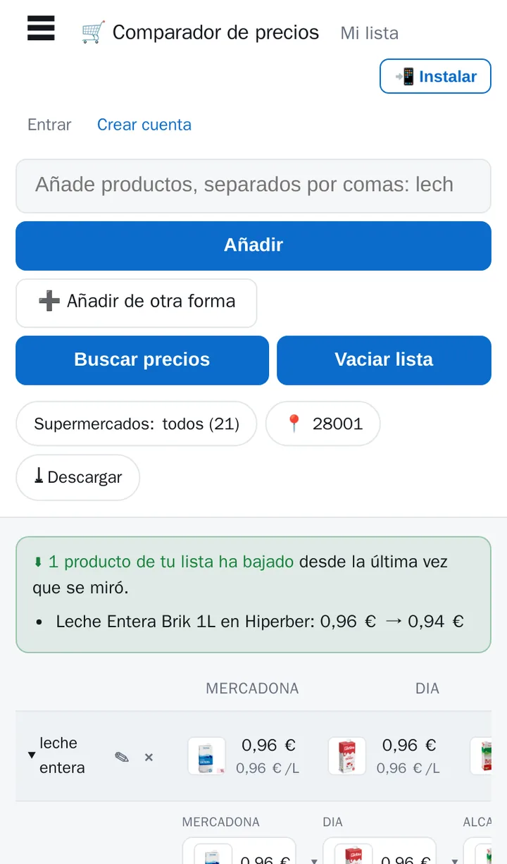 Paso 5: Elige qué producto de cada tienda